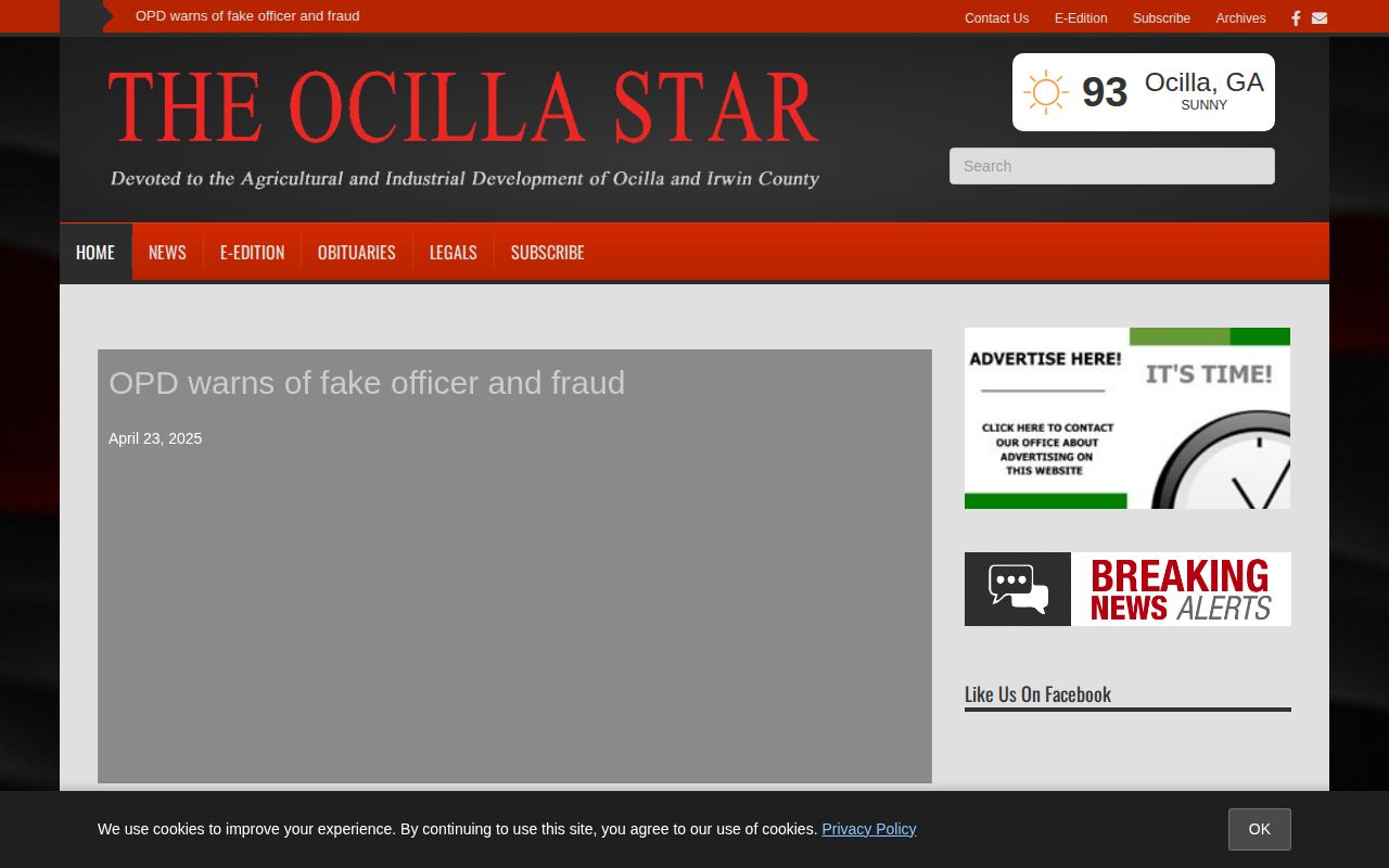The Ocilla Star local news and archive navigation for Irwin County crime coverage