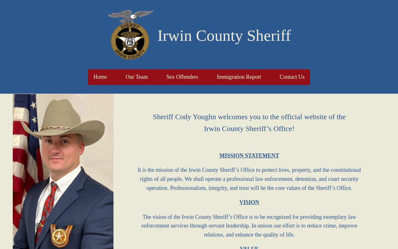 Irwin County Sheriff official navigation without a verified current most-wanted list