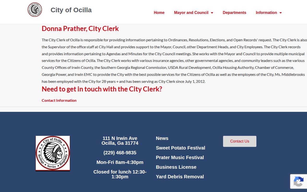 Irwin County Ocilla police record request